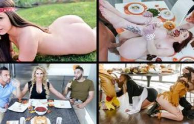 Lauren Phillips, Rosalyn Sphinx, Brooklyn Chase, Aria Carson - Thanksgiving Sluts Compilation